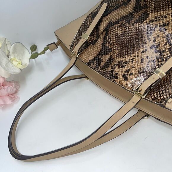 Charming Charlie Snakeskin Print Tote Bag Tan XLarge - Picture 10 of 11